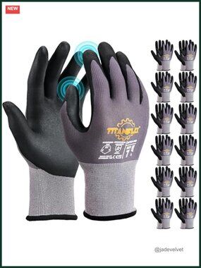 Safety Work Gloves Microfoam Nitrile Coated 12 Pairs Heavy Duty Touchscreen Grip